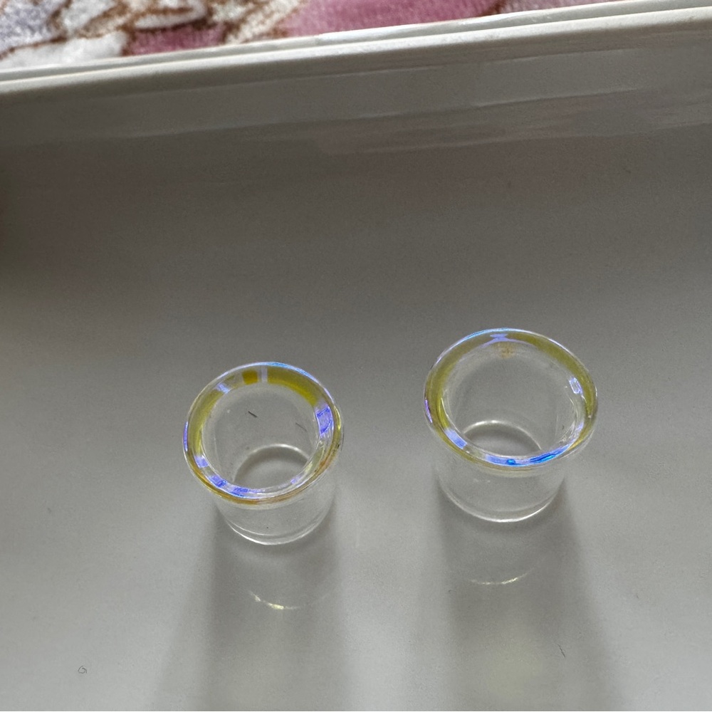 Clear Glass Plugs with iridescent Accents